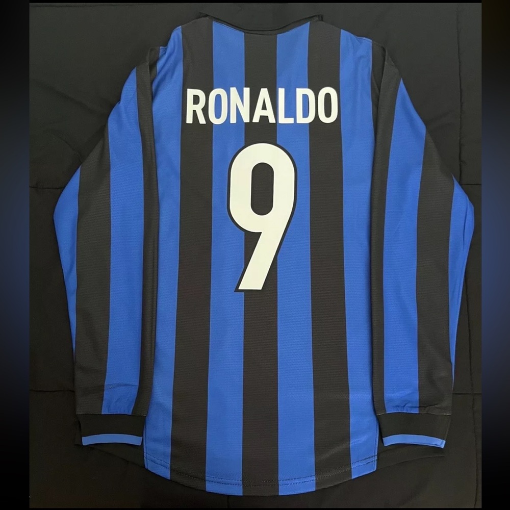Nike Blue and Black Striped Jersey